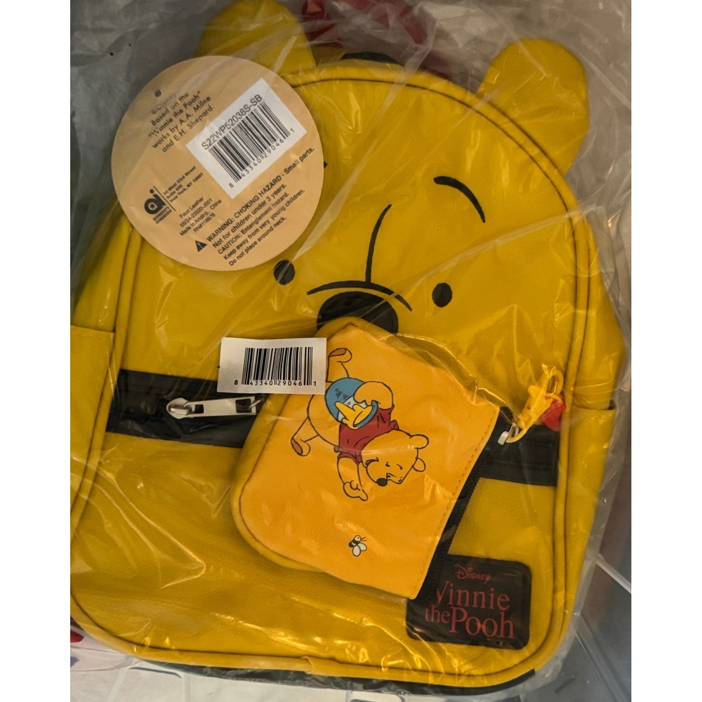 Disney Winnie the Pooh Mini Backpack and Coin Purse Set Yellow Kids New